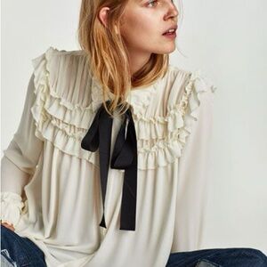 Zara Ruffled Bow Blouse